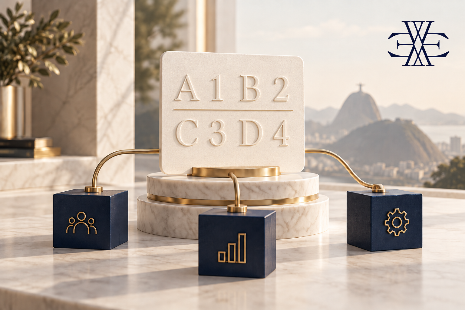 Alphanumeric CNPJ system integration; original editorial illustration with Ewaider official monogram